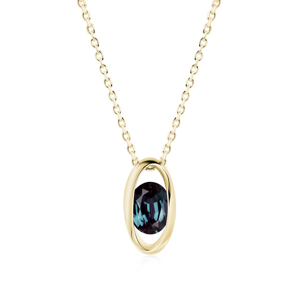 Oval Alexandrite Solitaire Pendant - LUO Jewelry #metal_18k yellow gold