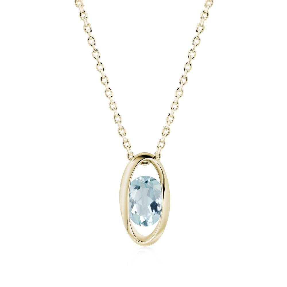 Oval Aquamarine Solitaire Necklace - LUO Jewelry #metal_14k yellow gold