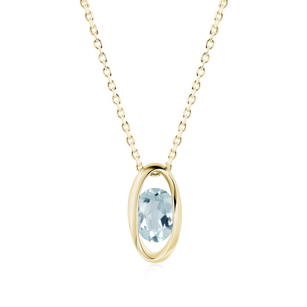 Oval Aquamarine Solitaire Necklace - LUO Jewelry #metal_18k yellow gold