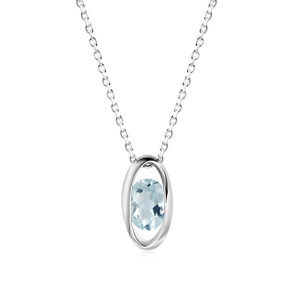 Oval Aquamarine Solitaire Necklace - LUO Jewelry #metal_sterling silver