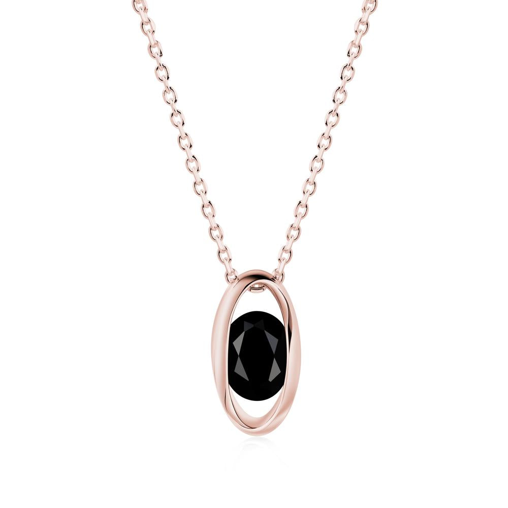 Oval Black Spinel Solitaire Pendant - LUO Jewelry #metal_18k rose gold