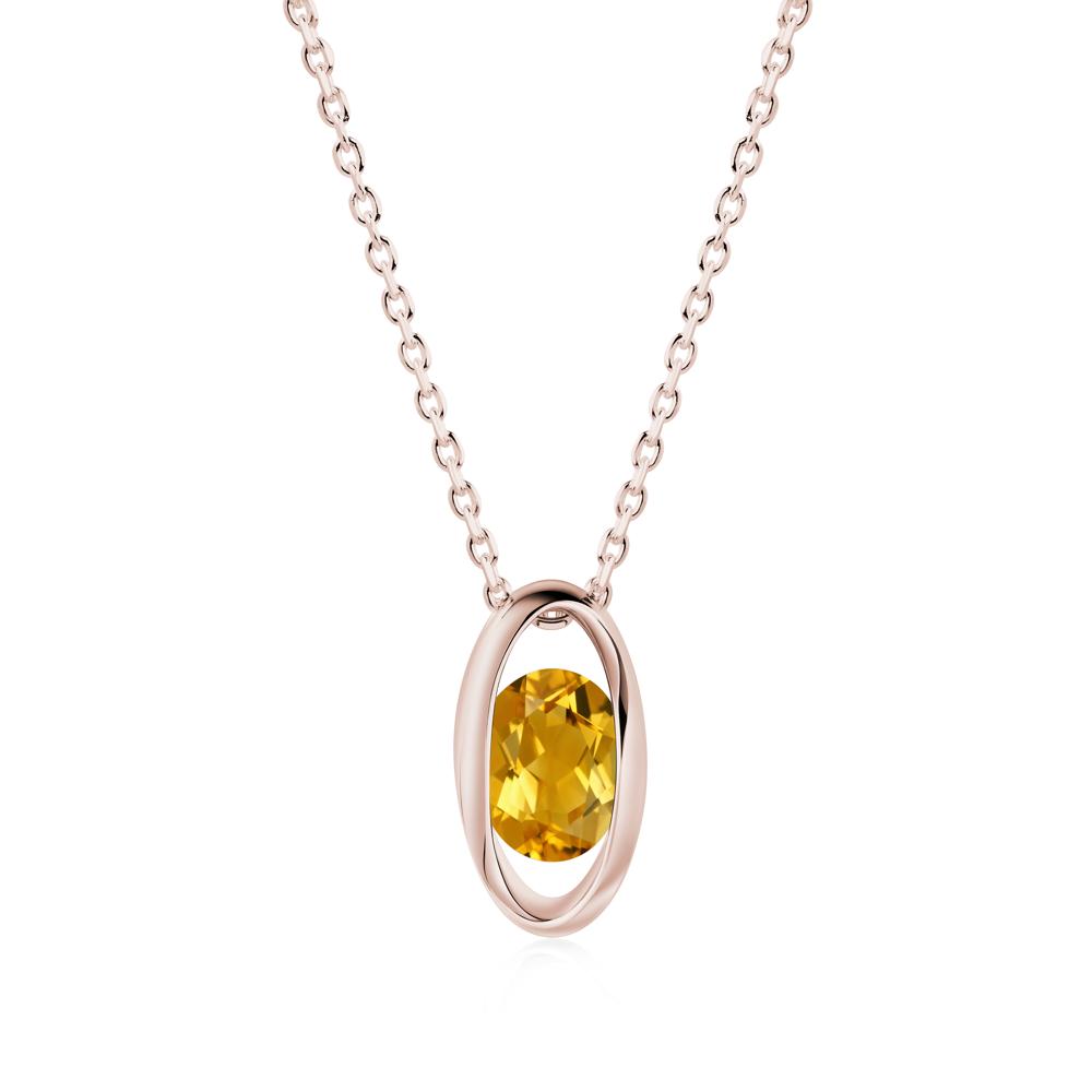 Oval Citrine Solitaire Pendant - LUO Jewelry #metal_14k rose gold