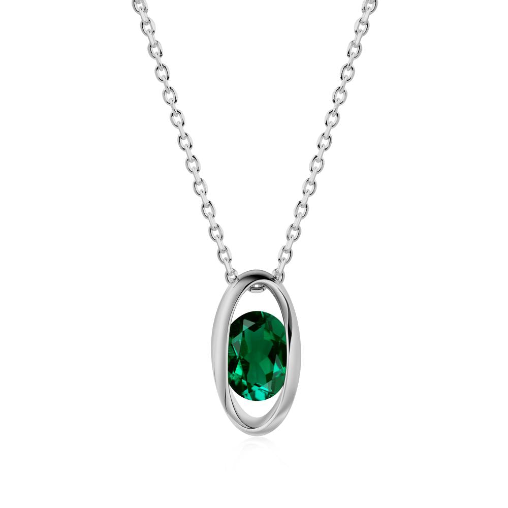 Oval Emerald Solitaire Necklace - LUO Jewelry #metal_platinum