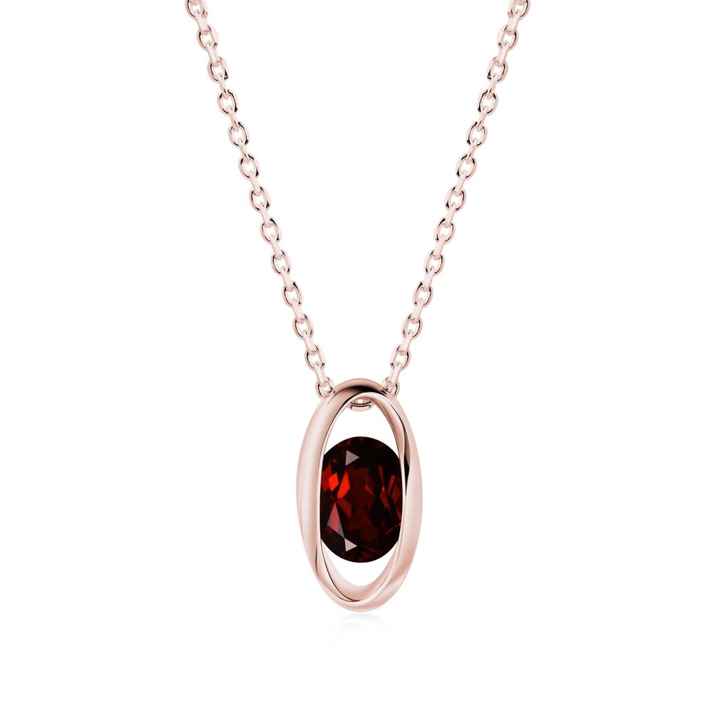 Bezel-Set Oval Garnet Solitaire Pendant Necklace - LUO Jewelry #metal_18k rose gold