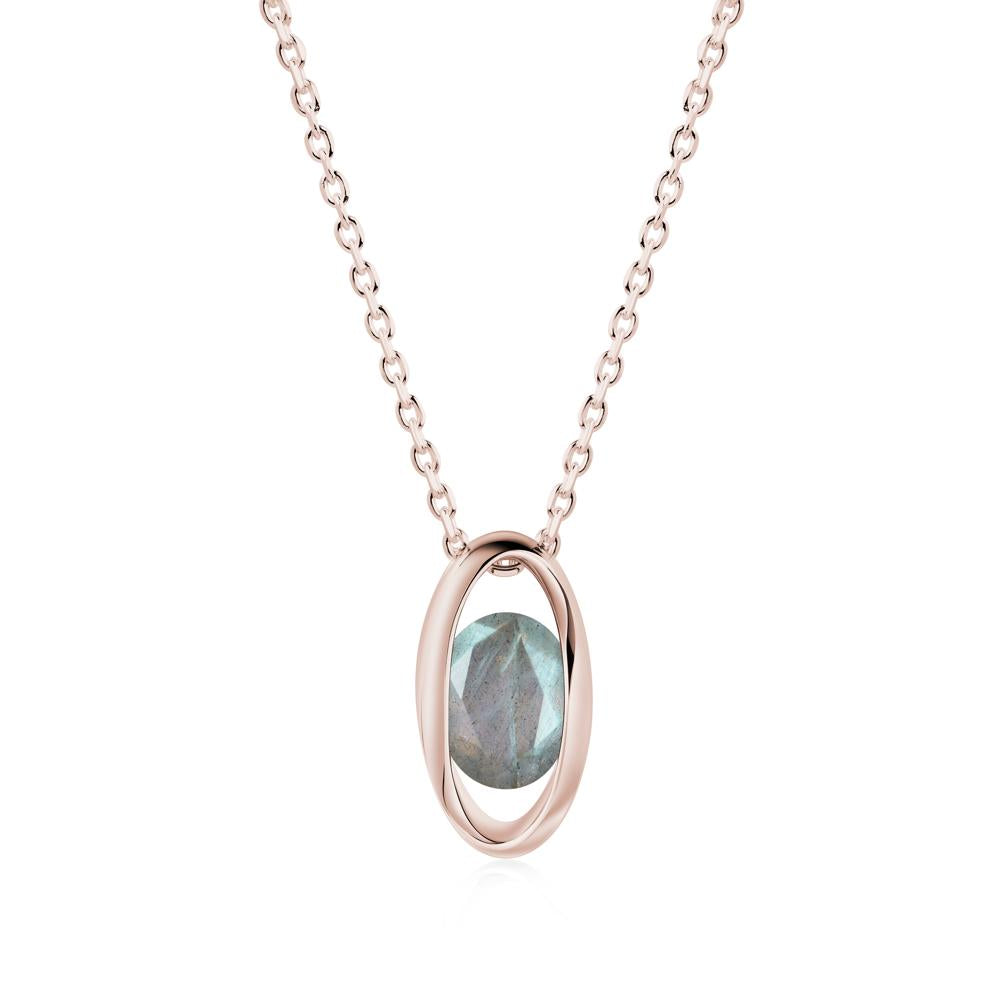 Oval Labradorite Solitaire Necklace - LUO Jewelry #metal_14k rose gold