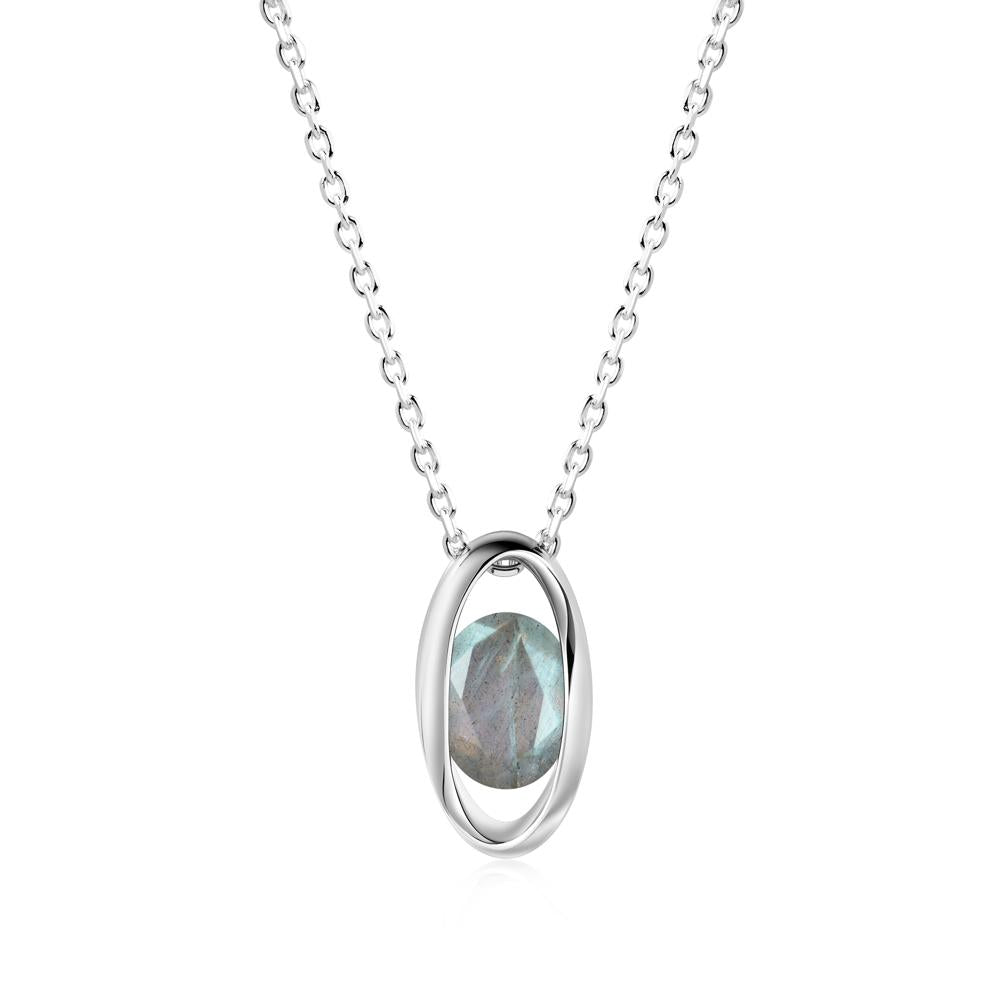 Oval Labradorite Solitaire Necklace - LUO Jewelry #metal_18k white gold
