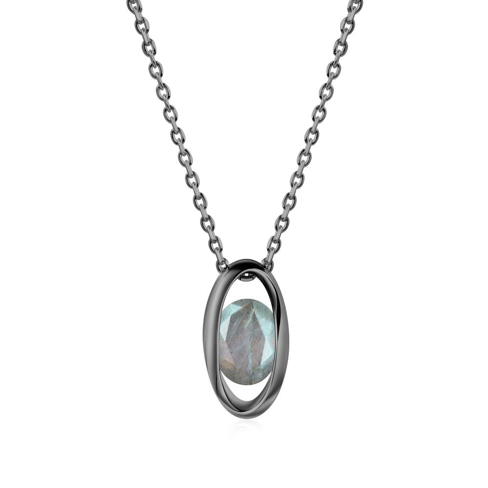 Oval Labradorite Solitaire Necklace - LUO Jewelry #metal_black finish sterling silver