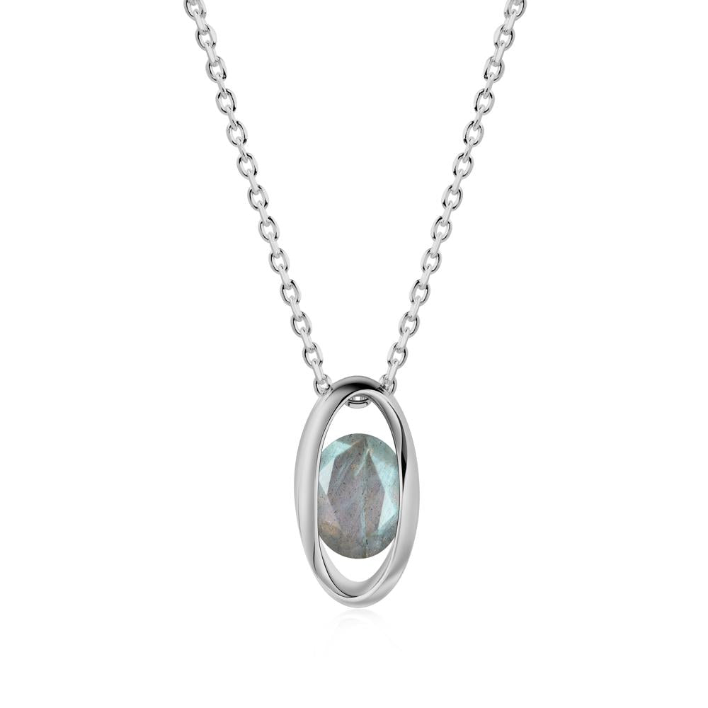 Oval Labradorite Solitaire Necklace - LUO Jewelry #metal_platinum