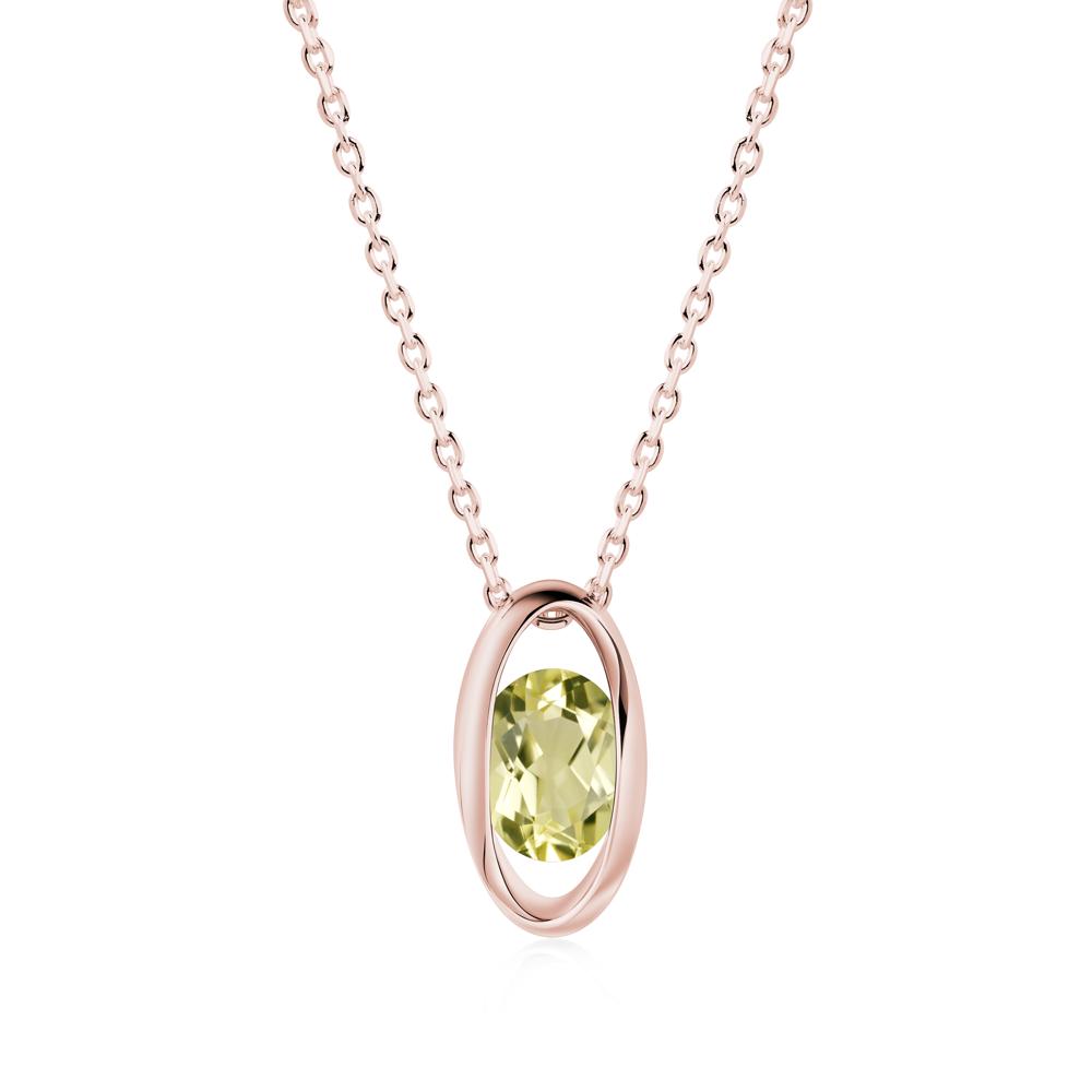 Oval Lemon Quartz Solitaire Pendant - LUO Jewelry #metal_18k rose gold