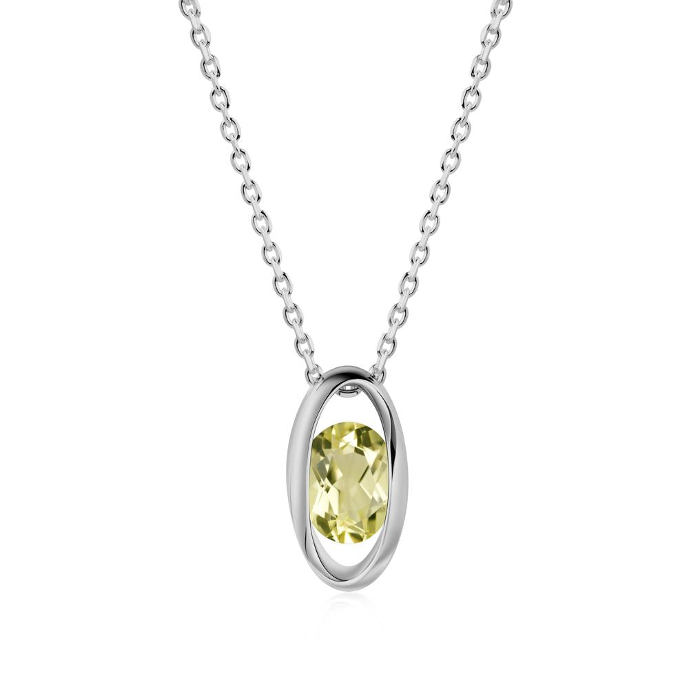 Oval Lemon Quartz Solitaire Pendant - LUO Jewelry #metal_platinum