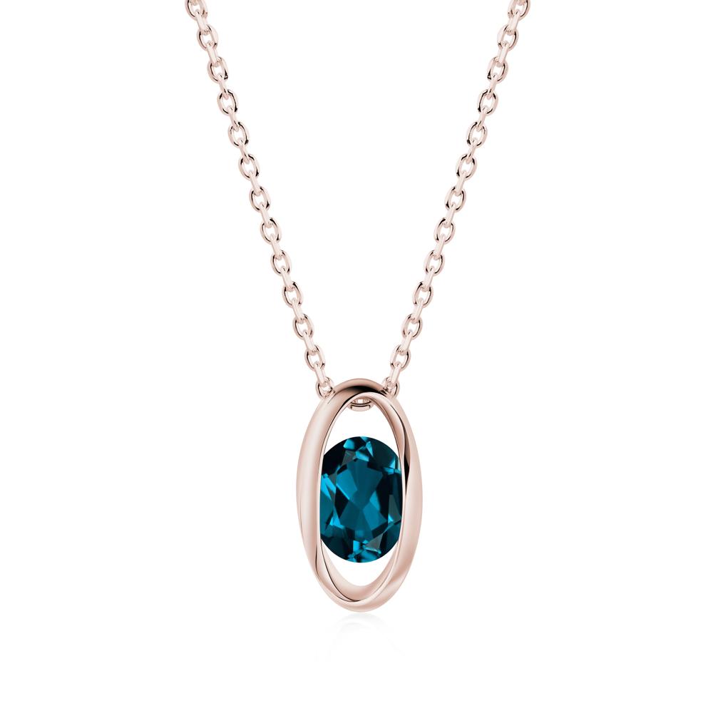 Oval London Blue Topaz Solitaire Necklace - LUO Jewelry #metal_14k rose gold