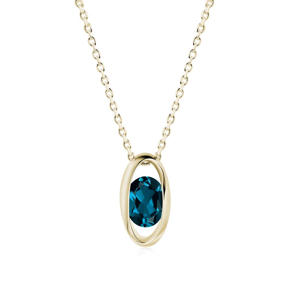 Oval London Blue Topaz Solitaire Necklace - LUO Jewelry #metal_14k yellow gold