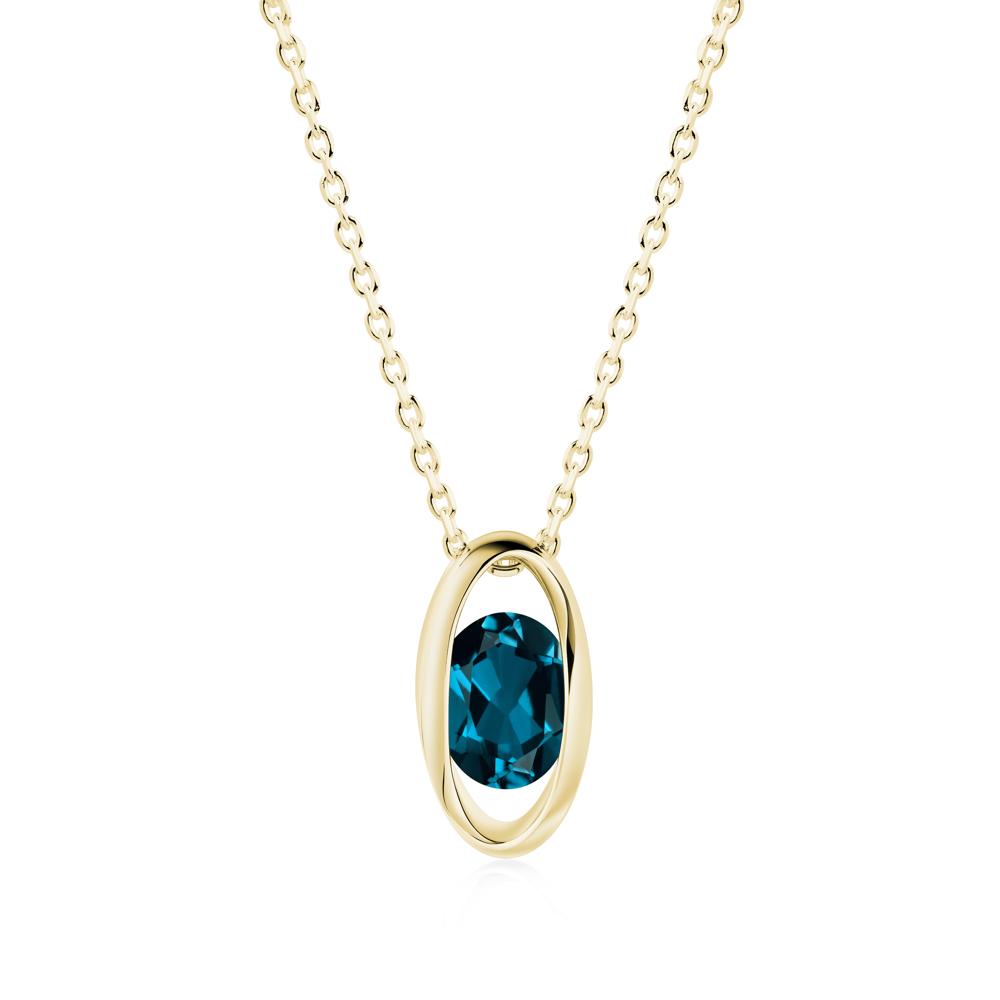 Oval London Blue Topaz Solitaire Necklace - LUO Jewelry #metal_18k yellow gold