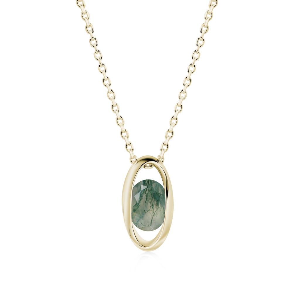Oval Moss Agate Solitaire Necklace | LUO