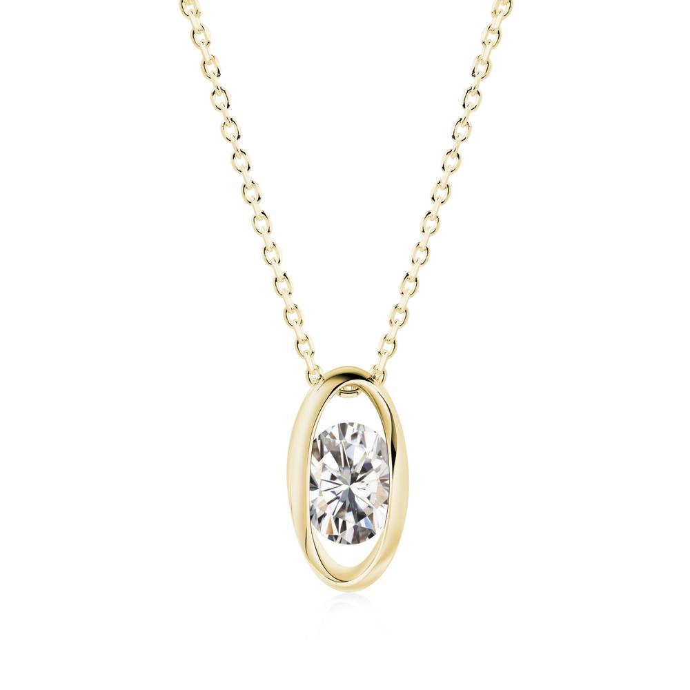 Oval Moissanite Solitaire Necklace - LUO Jewelry #metal_18k yellow gold