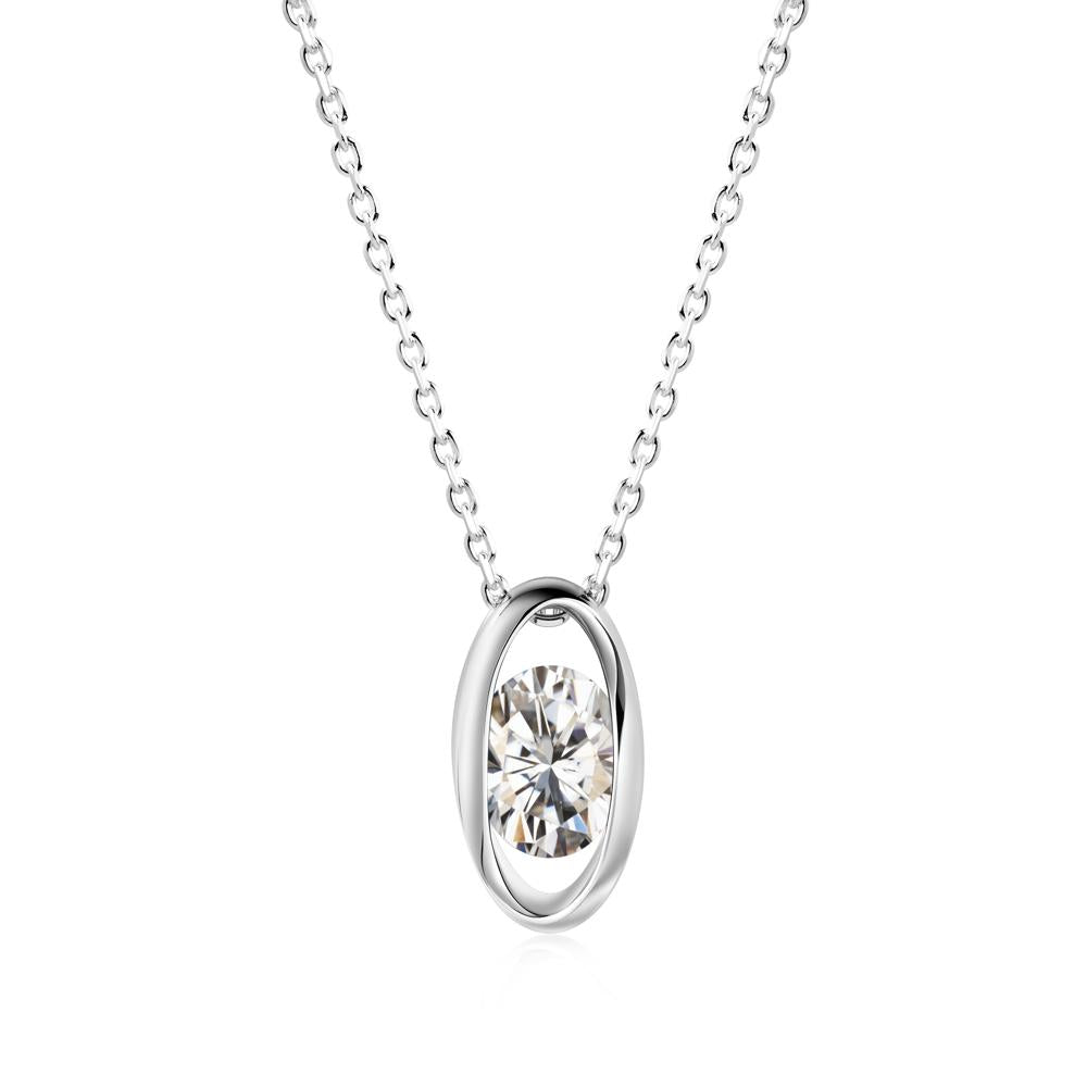 Oval Moissanite Solitaire Necklace - LUO Jewelry #metal_sterling silver