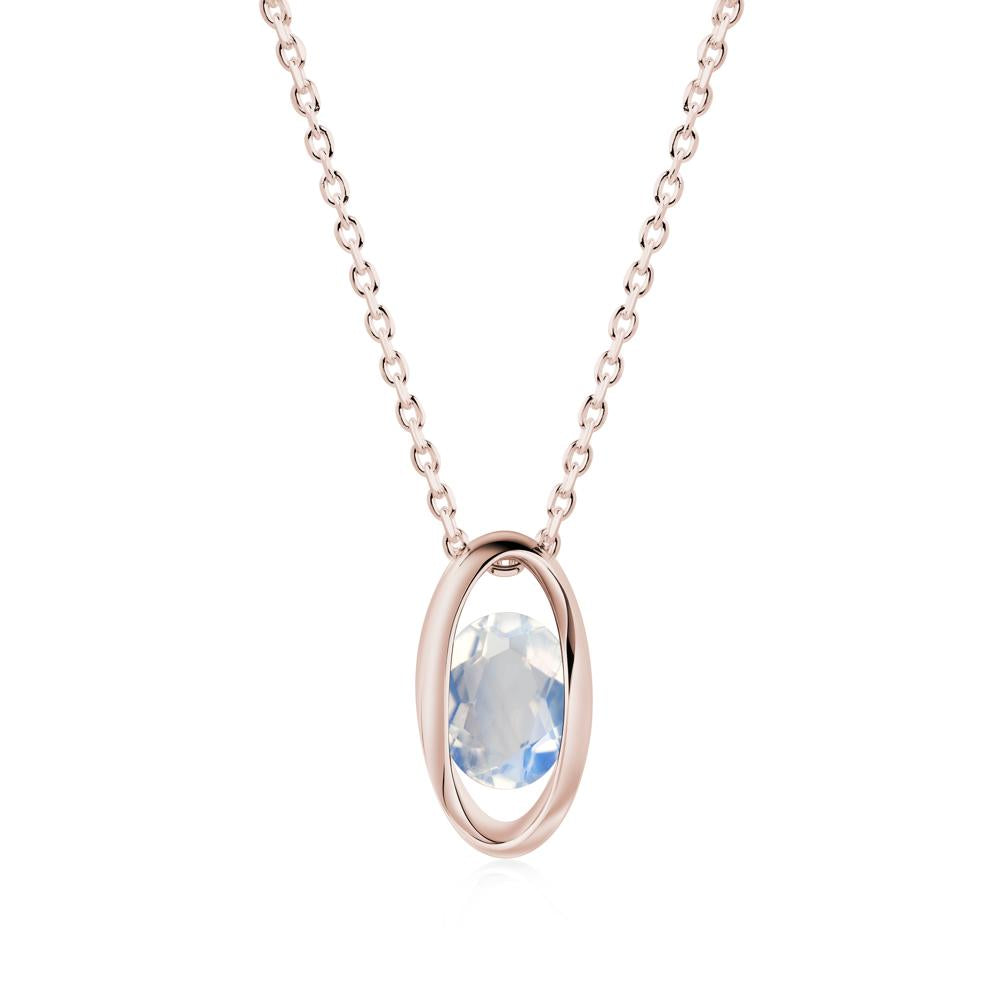 Oval Moonstone Solitaire Pendant - LUO Jewelry #metal_14k rose gold