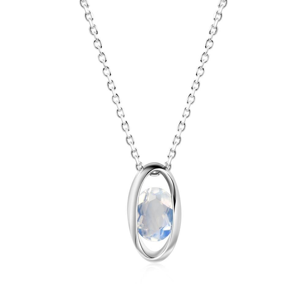 Oval Moonstone Solitaire Pendant - LUO Jewelry #metal_14k white gold