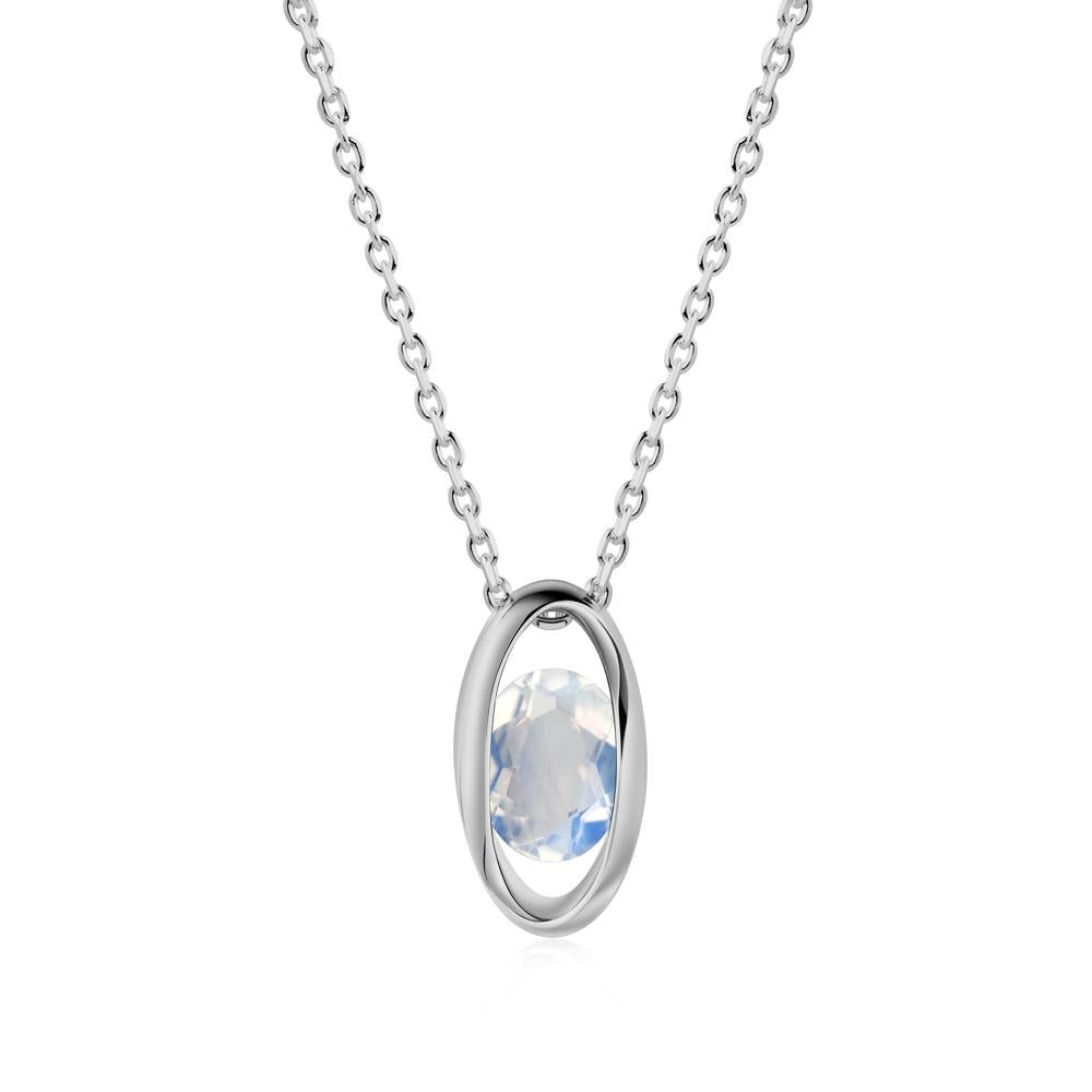 Oval Moonstone Solitaire Pendant - LUO Jewelry #metal_platinum