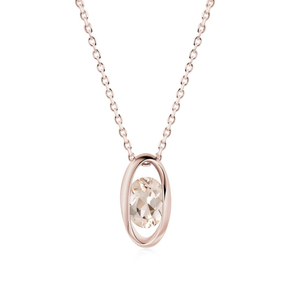 Bezel-Set Oval Morganite Solitaire Pendant Necklace - LUO Jewelry #metal_14k rose gold