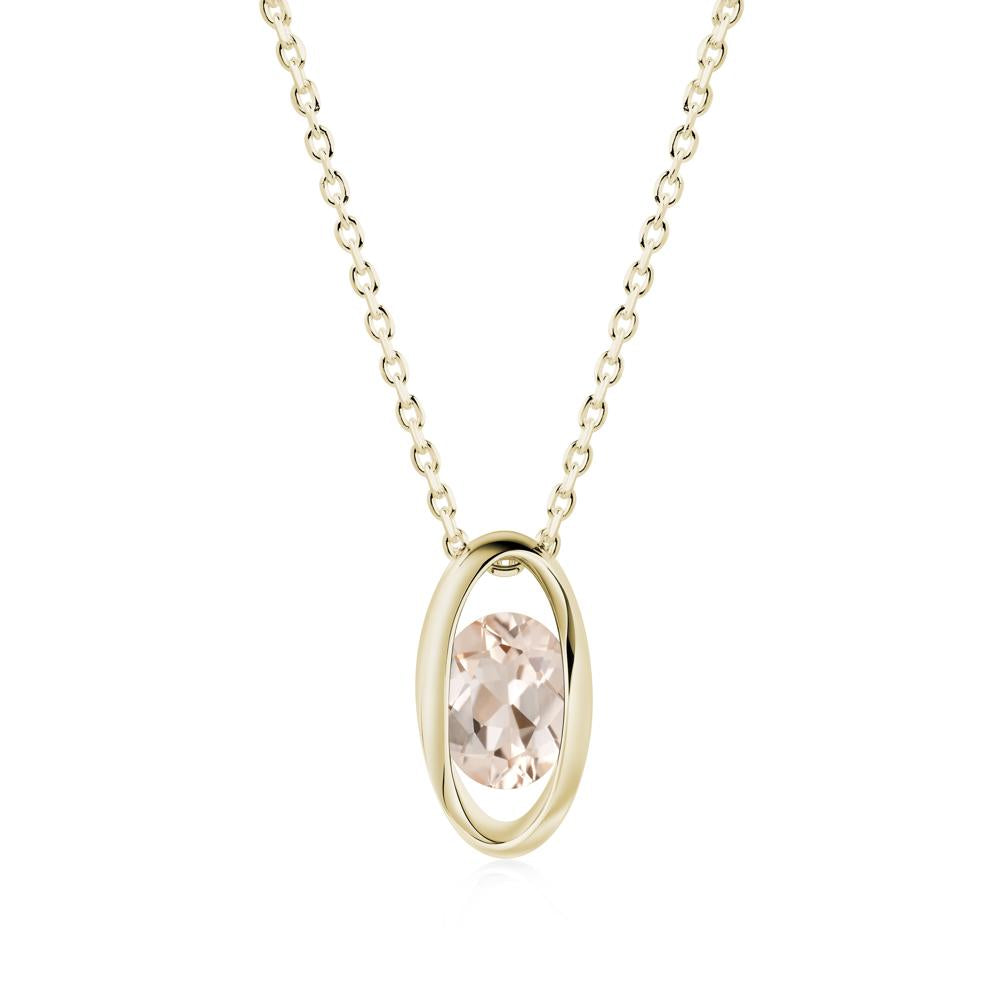 Bezel-Set Oval Morganite Solitaire Pendant Necklace - LUO Jewelry #metal_14k yellow gold