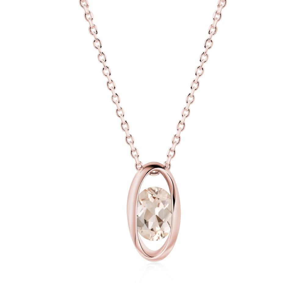 Bezel-Set Oval Morganite Solitaire Pendant Necklace - LUO Jewelry #metal_18k rose gold