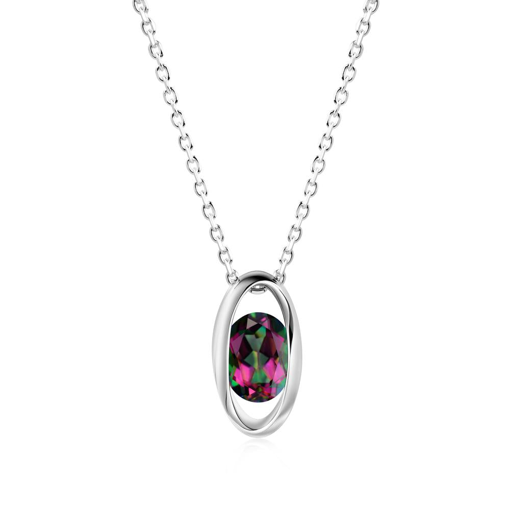 Oval Mystic Topaz Solitaire Pendant - LUO Jewelry #metal_14k white gold