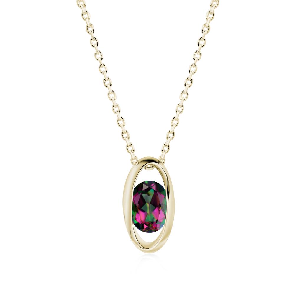 Oval Mystic Topaz Solitaire Pendant - LUO Jewelry #metal_14k yellow gold