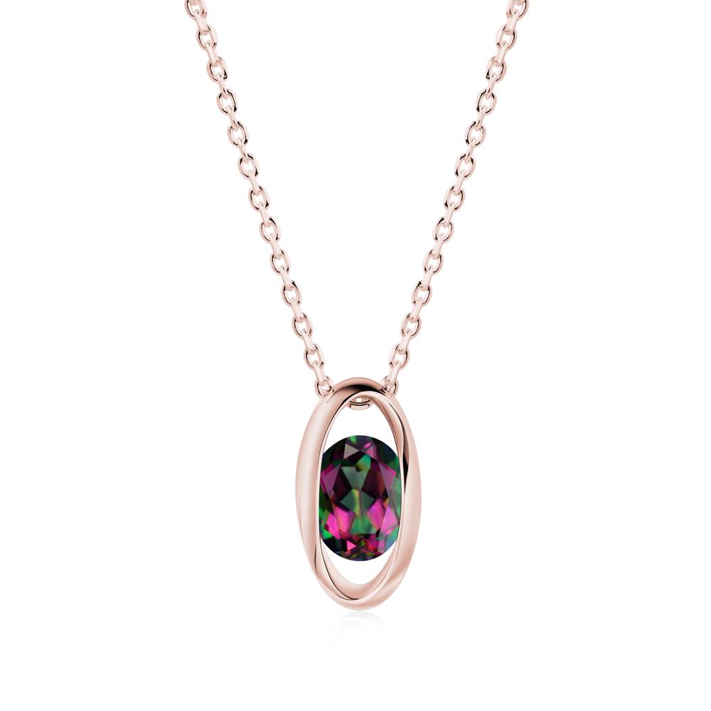Oval Mystic Topaz Solitaire Pendant - LUO Jewelry #metal_18k rose gold