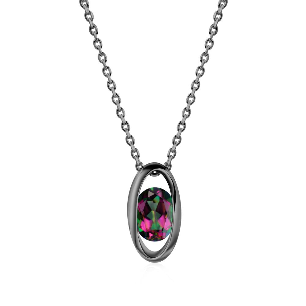 Oval Mystic Topaz Solitaire Pendant - LUO Jewelry #metal_black finish sterling silver