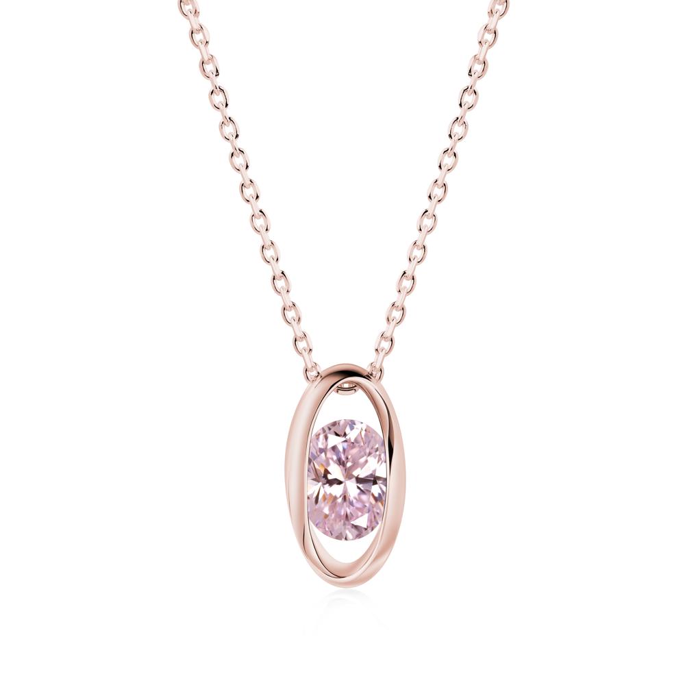 Oval Pink Cubic Zirconia Solitaire Necklace - LUO Jewelry #metal_18k rose gold