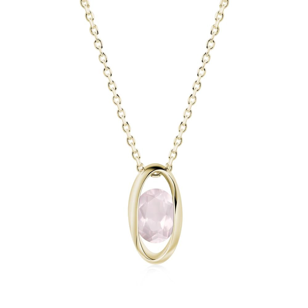 Oval Rose Quartz Solitaire Pendant - LUO Jewelry #metal_14k yellow gold