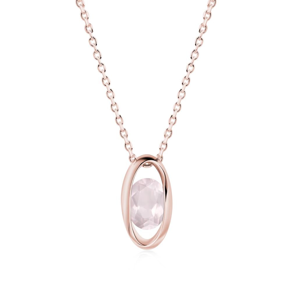 Oval Rose Quartz Solitaire Pendant - LUO Jewelry #metal_18k rose gold