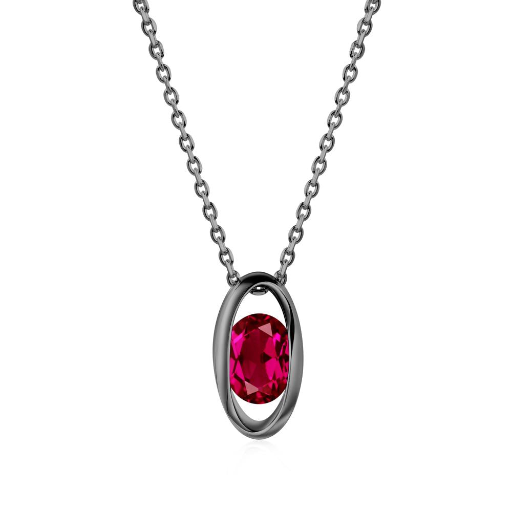 Oval Ruby Solitaire Necklace - LUO Jewelry #metal_black finish sterling silver