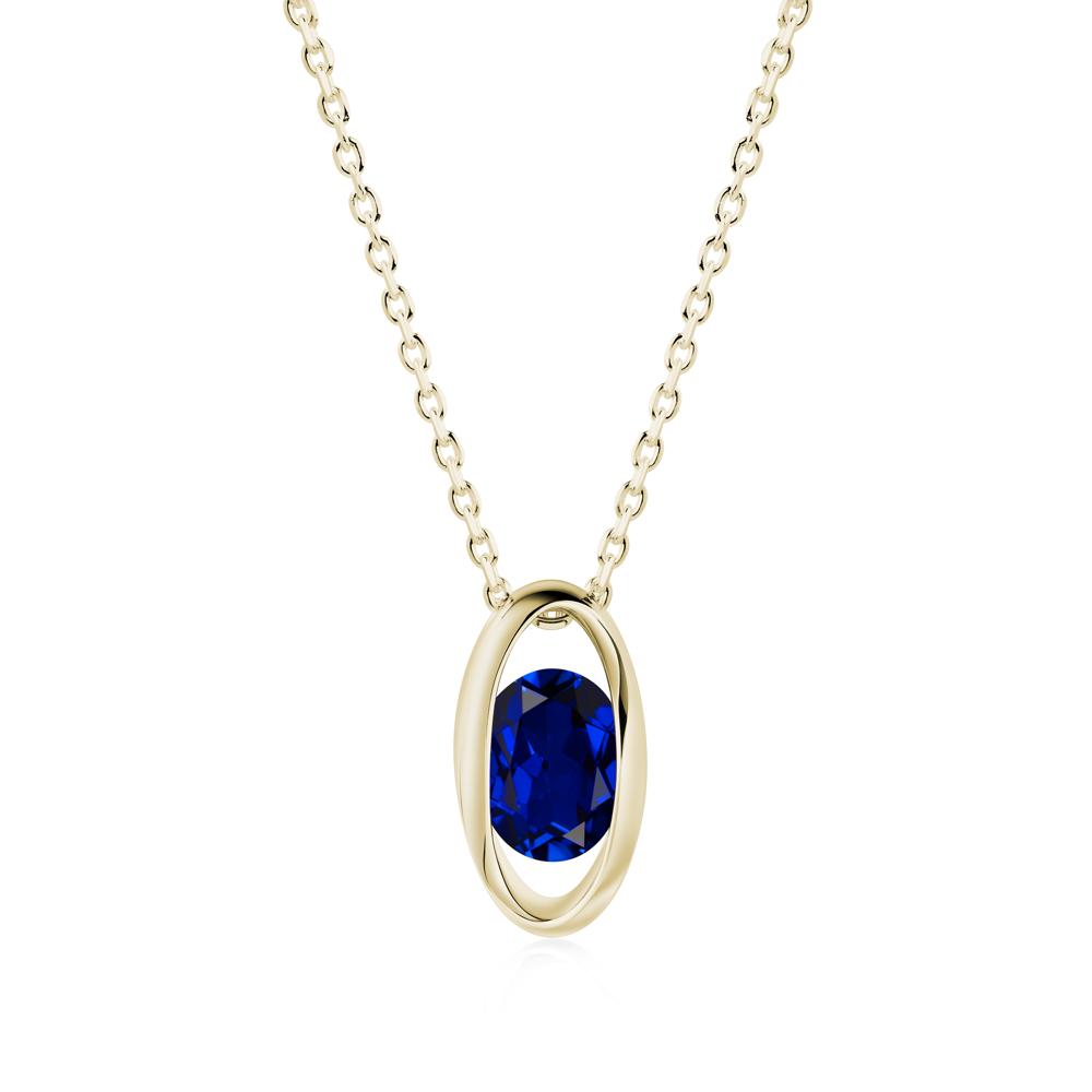 Oval Sapphire Solitaire Pendant - LUO Jewelry #metal_14k yellow gold