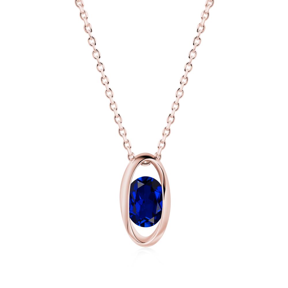 Oval Sapphire Solitaire Pendant - LUO Jewelry #metal_18k rose gold