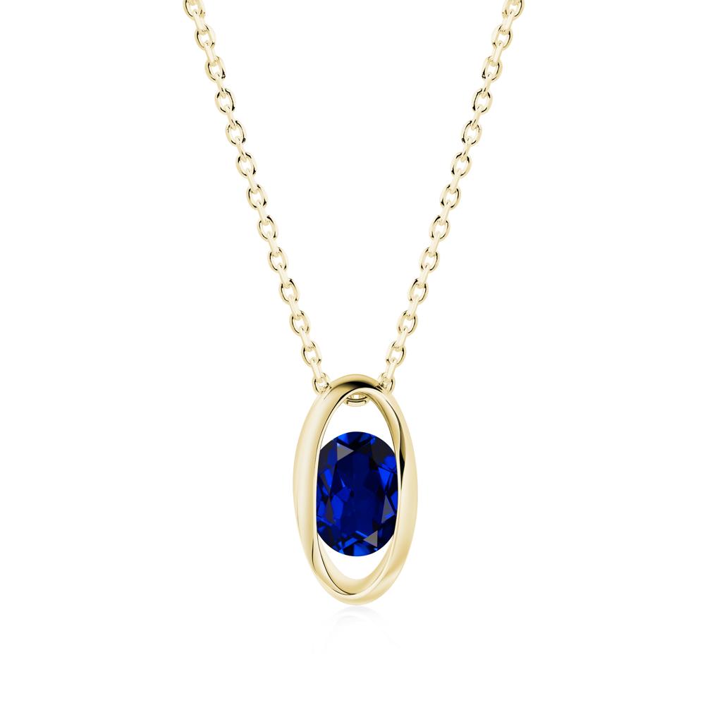 Oval Sapphire Solitaire Pendant - LUO Jewelry #metal_18k yellow gold