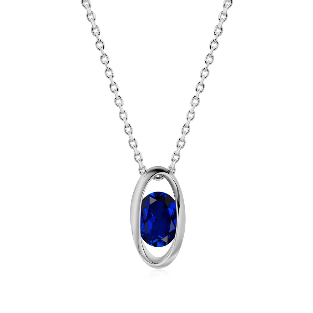 Oval Sapphire Solitaire Pendant - LUO Jewelry #metal_platinum