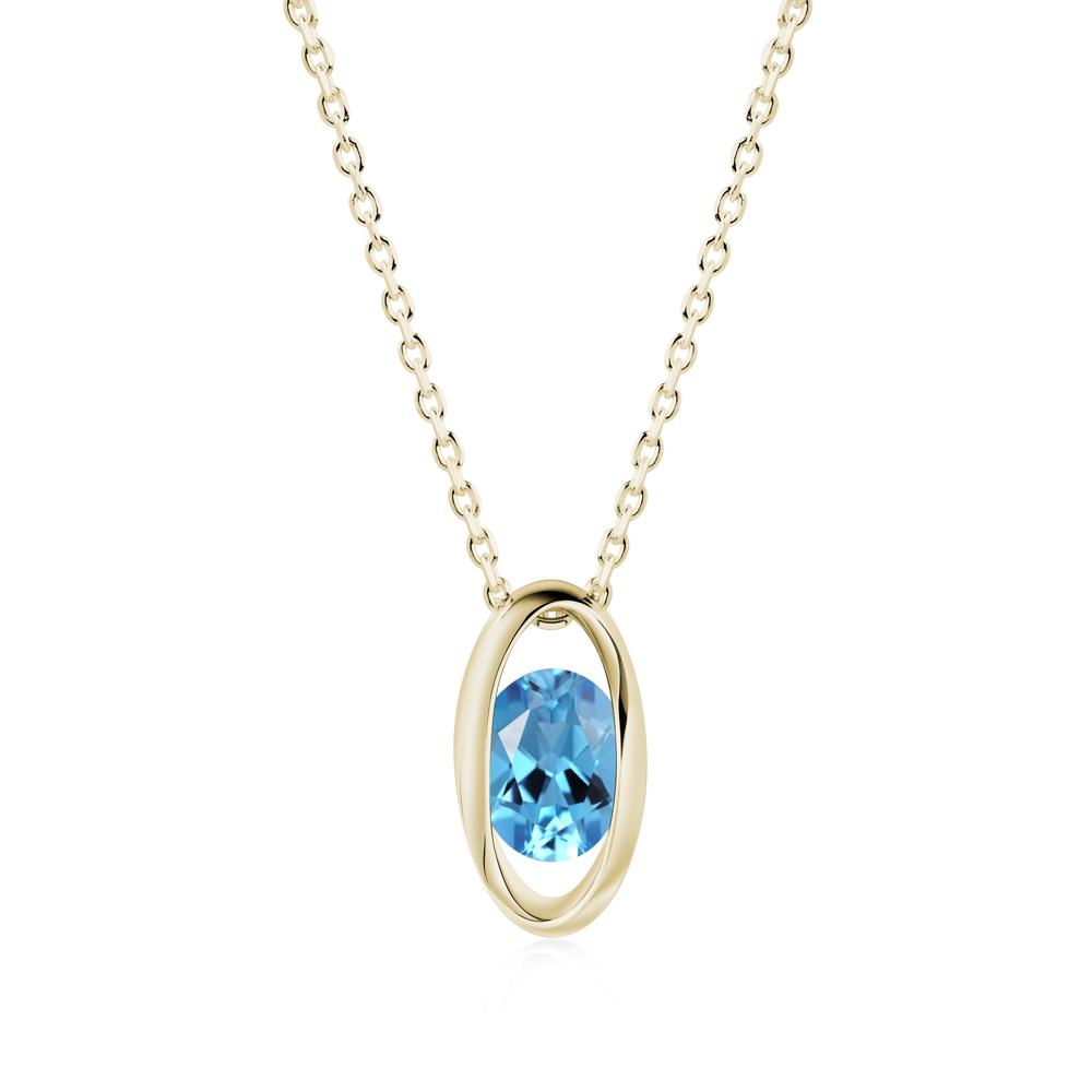 Oval Swiss Blue Topaz Solitaire Pendant - LUO Jewelry #metal_14k yellow gold
