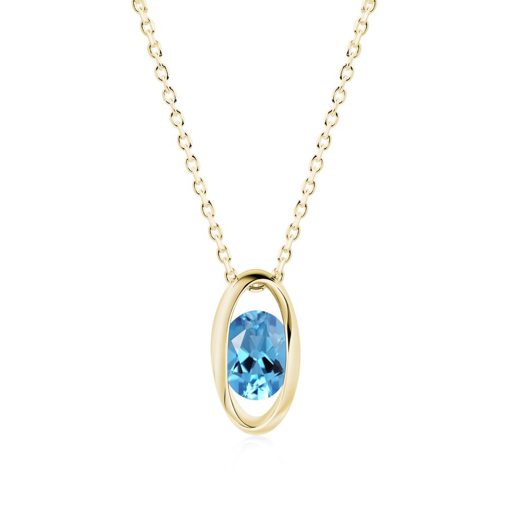 Oval Swiss Blue Topaz Solitaire Pendant - LUO Jewelry #metal_18k yellow gold