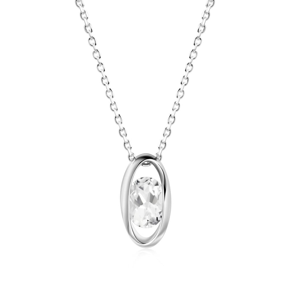 Oval White Topaz Solitaire Necklace - LUO Jewelry #metal_14k white gold