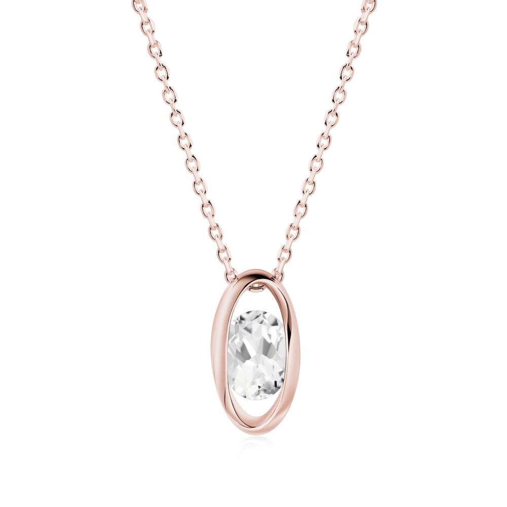Oval White Topaz Solitaire Necklace - LUO Jewelry #metal_18k rose gold