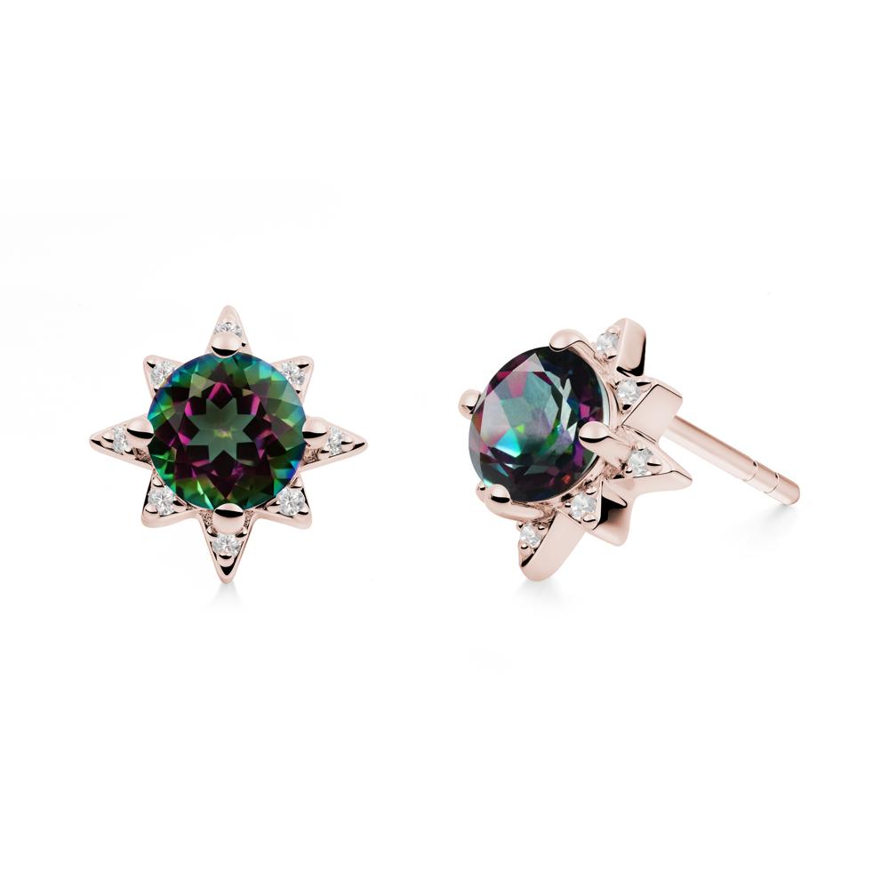 Round Mystic Topaz Sunburst Earrings - LUO Jewelry #metal_14k rose gold