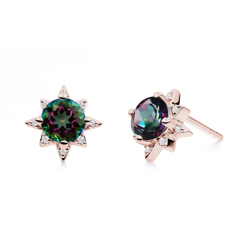 Round Mystic Topaz Sunburst Earrings - LUO Jewelry #metal_18k rose gold