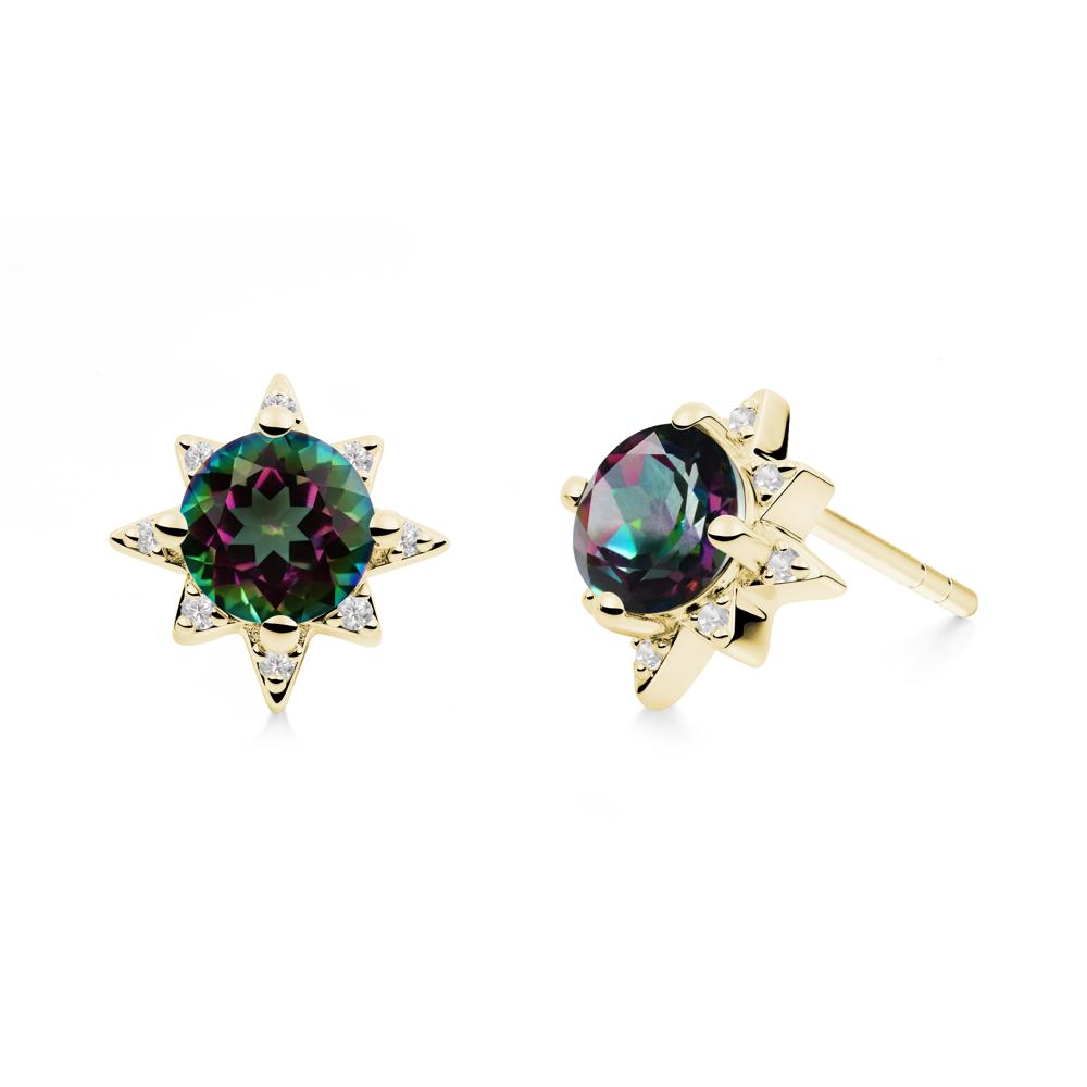 Round Mystic Topaz Sunburst Earrings - LUO Jewelry #metal_18k yellow gold