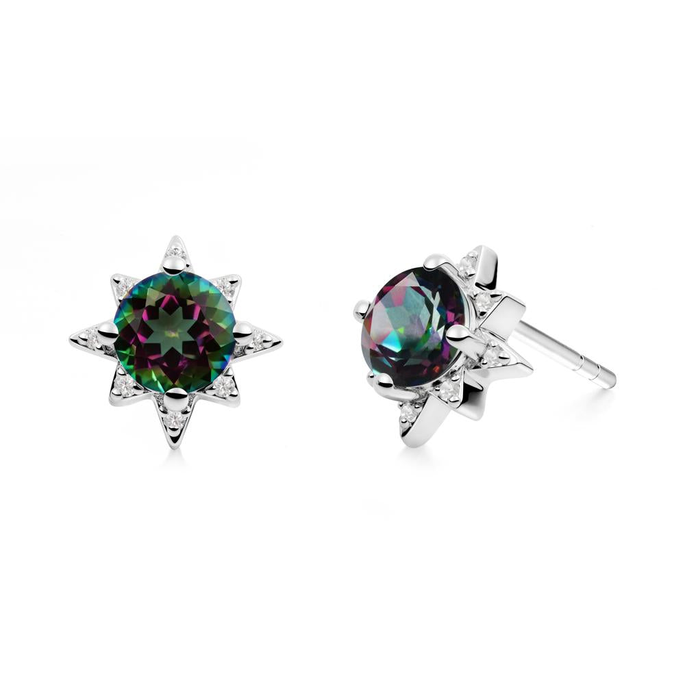 Round Mystic Topaz Sunburst Earrings - LUO Jewelry #metal_sterling silver