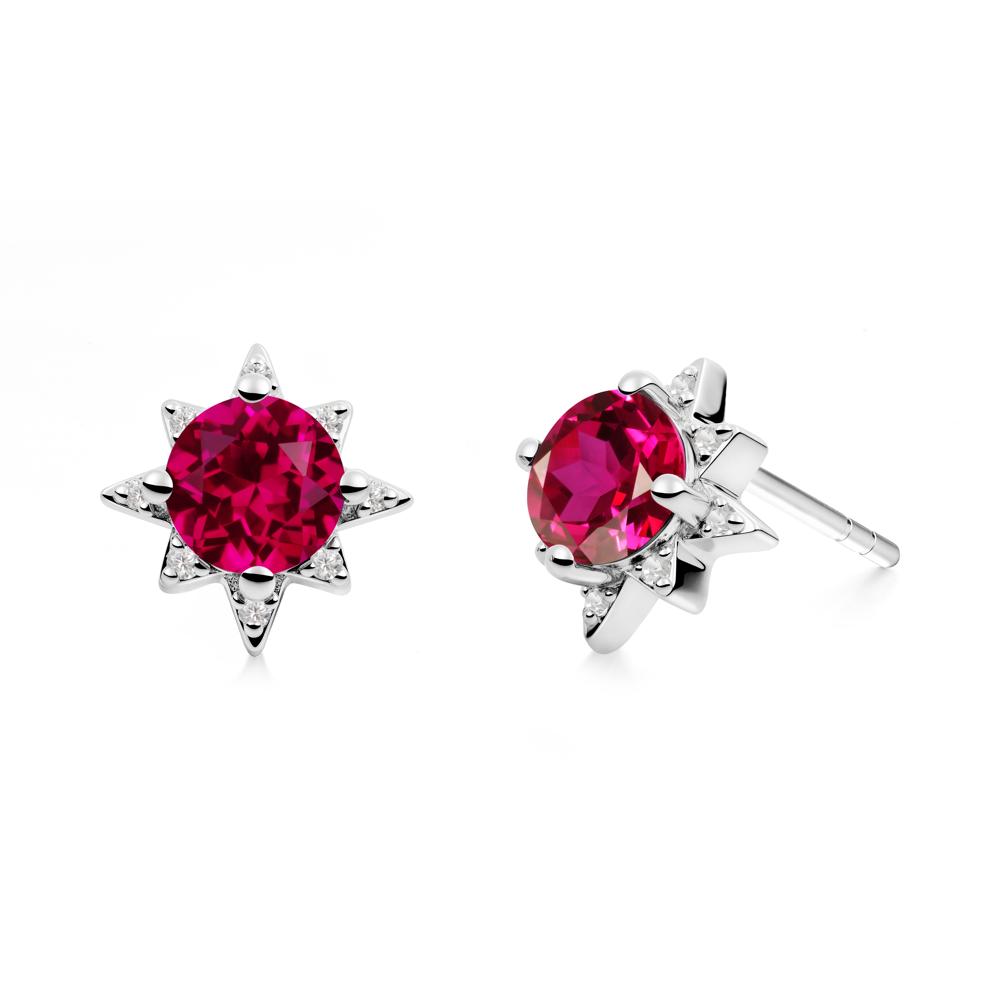 Round Ruby Sunburst Earrings - LUO Jewelry #metal_sterling silver