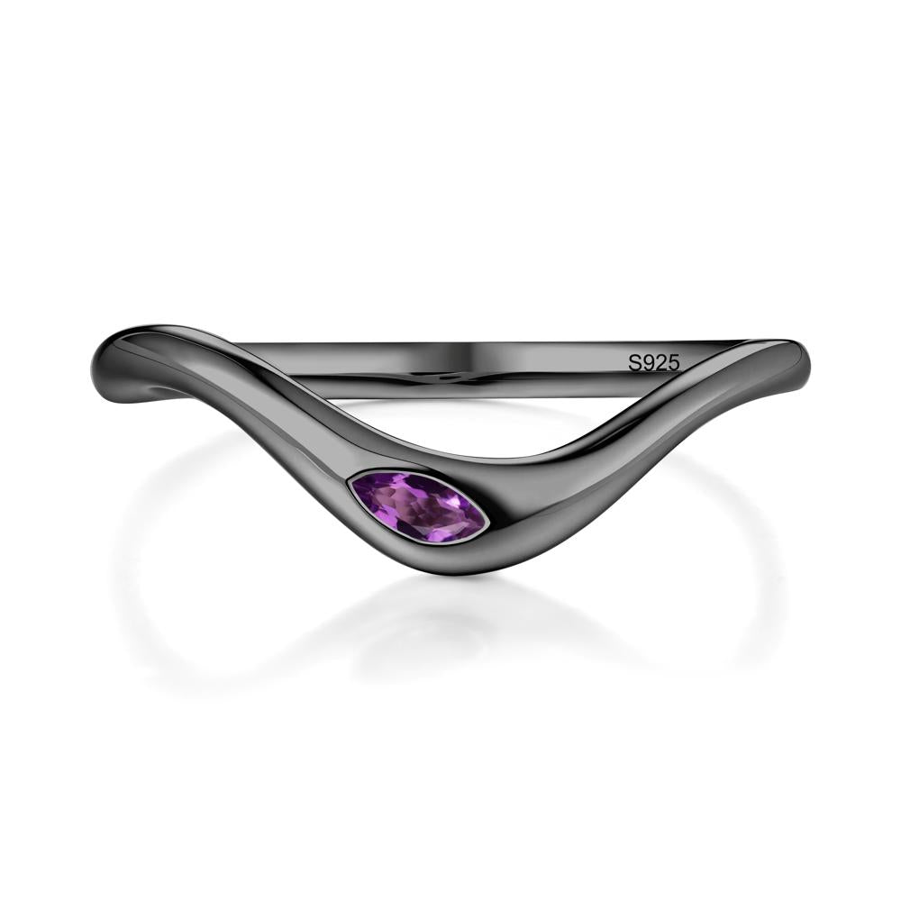 Amethyst Flow Stackable Nesting Ring - LUO Jewelry #metal_black finish sterling silver