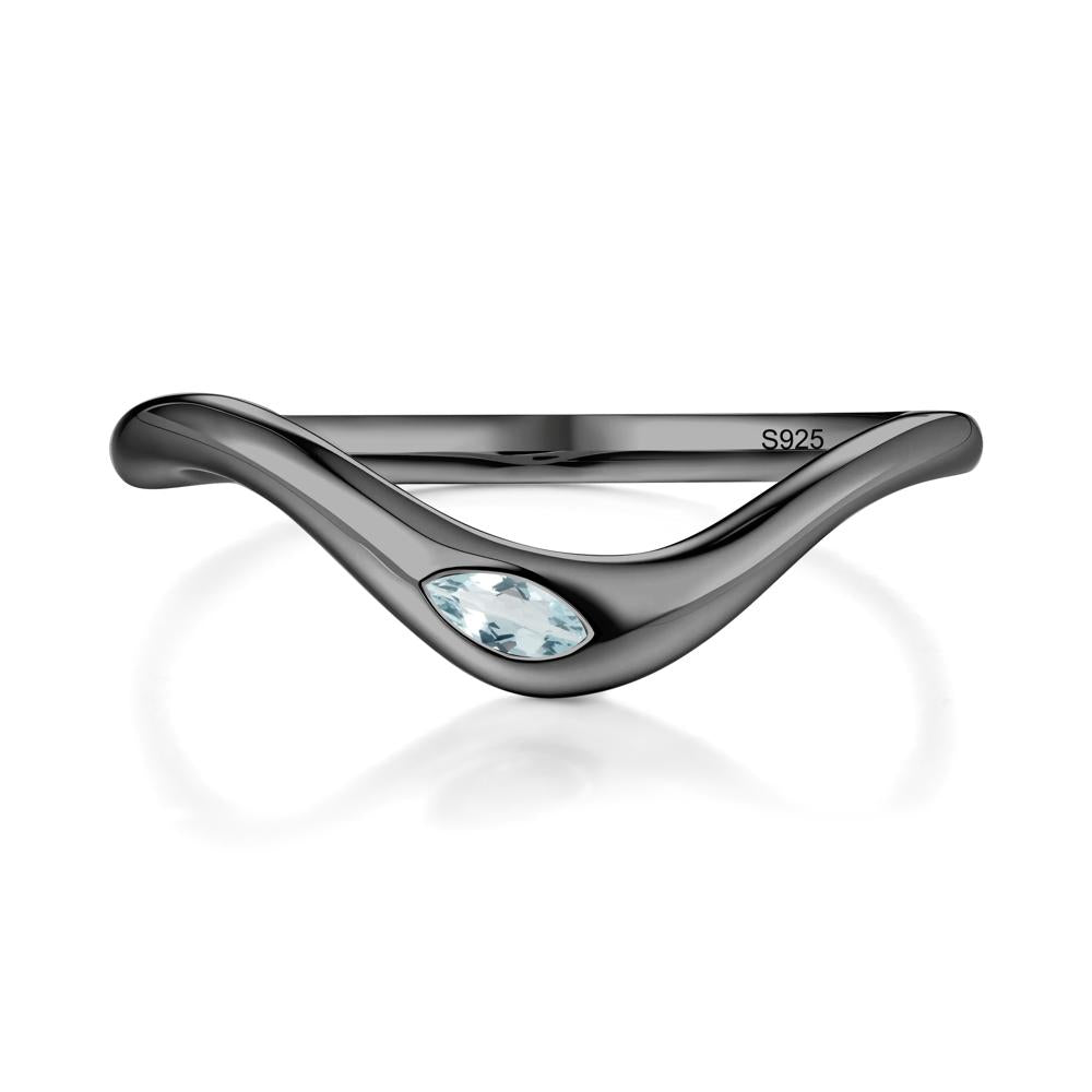 Marquise Cut Aquamarine Nesting Ring - LUO Jewelry #metal_black finish sterling silver