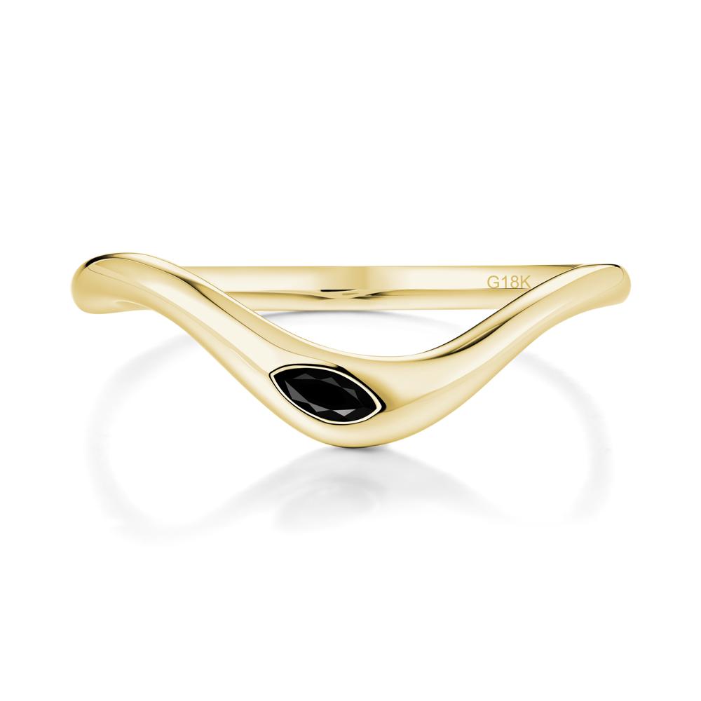 Flow Marquise Cut Black Spinel Ring - LUO Jewelry #metal_18k yellow gold